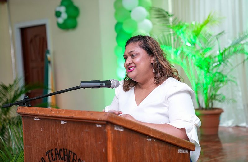 Minister of Education, Priya Manickchand, at the second Triennial Delegates Conference (Ministry of Education photo)