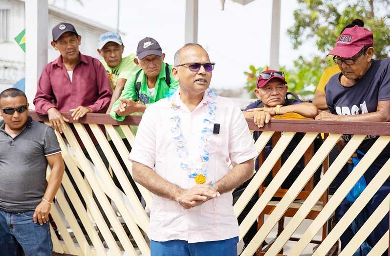 Minister of Health Dr. Frank Anthony delivering remarks at the Waramur District Health Centre, Moruca