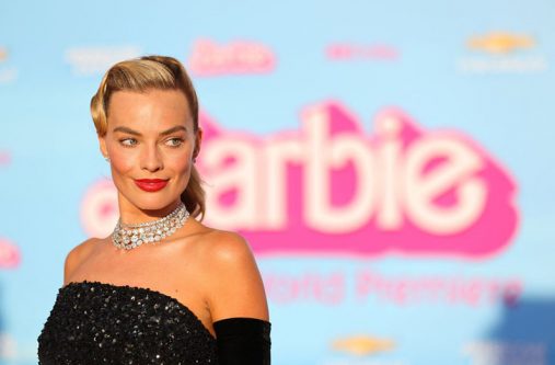Margot Robbie poses on the pink carpet for the world premiere of the film "Barbie" in Los Angeles, California, U.S. on July 9, 2023 REUTERS/Mike Blake