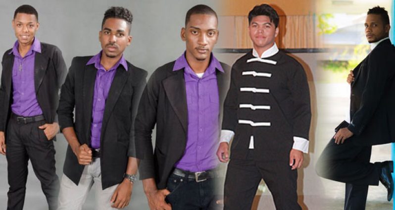 The top five delegates in the first ever ‘Mr. Guyana’ pageant. (From Left:  Colwyn Abrams, Kevin Bhagrat, Ryan Washington, Alexander Feidtkou and Paul Charles)