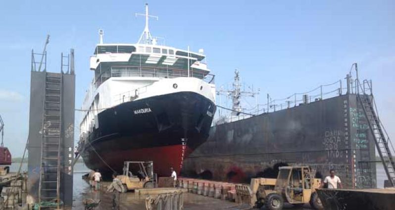 The MV Makouria in dry dock