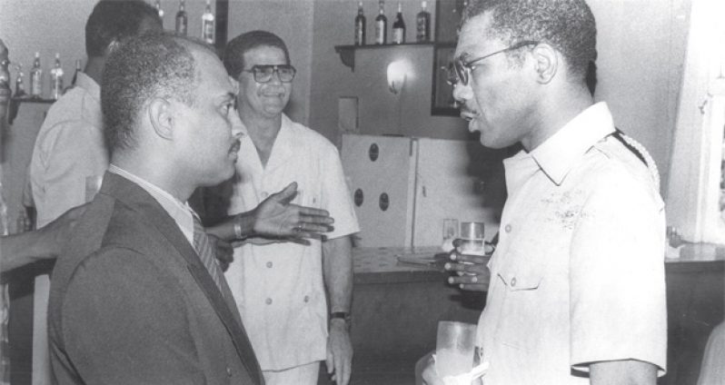 While the Presidents meet - While the President of Guyana was meeting with the Surinamese President Johannes Kraag (February 9, 1991), National Security Adviser to the President of Guyana David Granger (now President) and Deputy Commander of the Suriname Armed Forces Iran Graanoogst also took time to exchange views on matters of mutual interest.