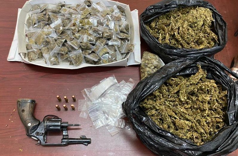 The narcotics and firearm seized  by the police