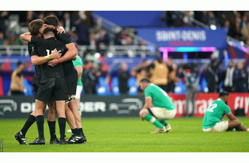 New Zealand narrowly beat Ireland in their quarter-final to remain on course for a fourth Rugby World Cup victory