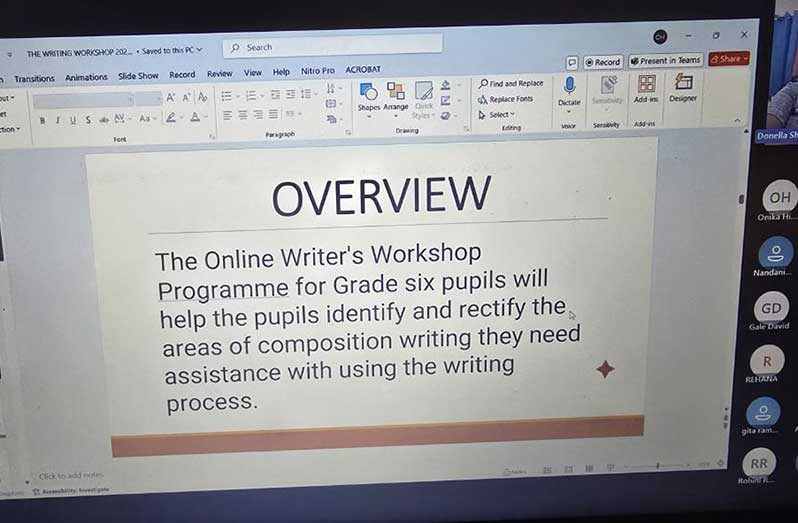 The synopsis of the first Online Writers Workshop for Grade Six pupils