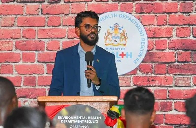 Principal Environmental Health Officer of the Ministry of Health, Nayan Persaud speaking at the World Environment Day interfaith service and brunch