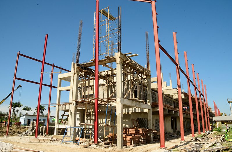 Works are progressing on the North Ruimveldt Secondary School (Adrian Narine photos)