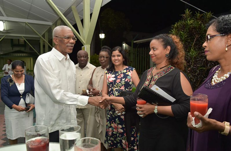 President David Granger, back in 2018, hosted a reception at the Baridi Benab at State House for the members of the Guyana Nurses’ Association. The Association, at the time, was celebrating its 90th anniversary