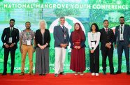 President and Founder of Recover Guyana, Dr; Dave Lalltoo, British High Commissioner to Guyana, Jane Miller; Project Manager at Jan De Nul, Davy Spriet; educators and members of the executive committee of Recover Guyana, alongside advocates for mangrove conservation (Recover Guyana photo)