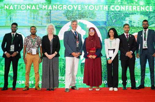 President and Founder of Recover Guyana, Dr; Dave Lalltoo, British High Commissioner to Guyana, Jane Miller; Project Manager at Jan De Nul, Davy Spriet; educators and members of the executive committee of Recover Guyana, alongside advocates for mangrove conservation (Recover Guyana photo)