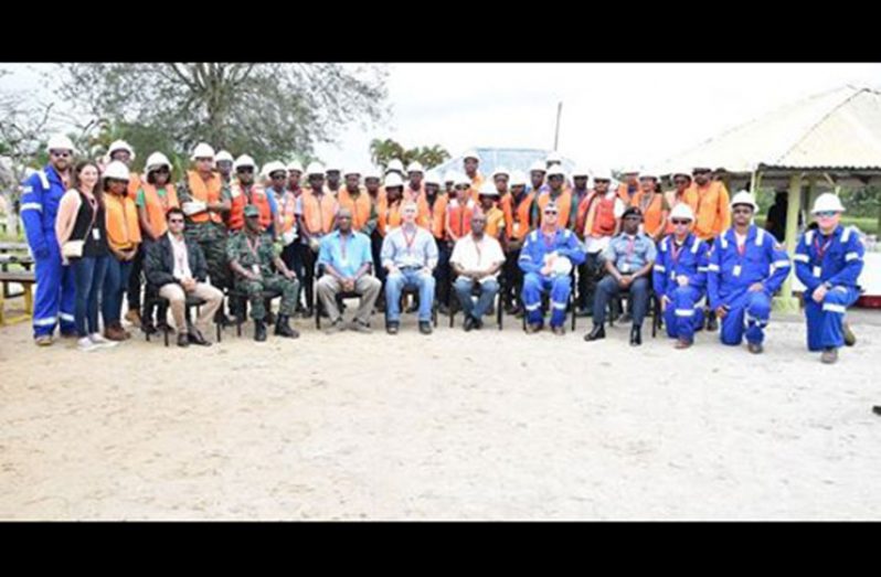 Minister of State Joseph Harmon with the participants who completed the Incident Command System (ICS) workshop for Oil-related Disaster Preparedness, which concluded on Saturday  
