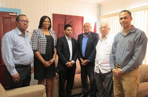 Natural Resources Minister, Raphael Trotman, and executive members of the Guyana Manufacturing and Services Association