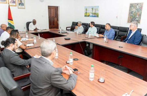 Prime Minister Mark Phillips and representatives from the international universities, during the meeting on Tuesday