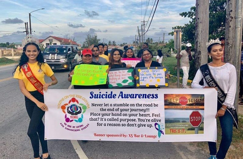 Scene from a recent suicide awareness event, organized by Youths on the Rise Guyana