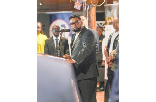 President Dr Irfaan Ali speaking at the event on
Wednesday evening (Office of the President photo)