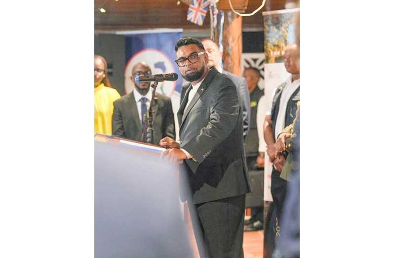 President Dr Irfaan Ali speaking at the event on
Wednesday evening (Office of the President photo)