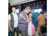President Dr. Mohamed Irfaan Ali warmly embraces a young girl who was
among hundreds of persons at the ‘Hope is Rising’ 24-hour prayer event held at
the National Cultural Centre on Friday. Earlier in the day, President Ali received
a courtesy visit from several local pastors and their foreign counterparts who
are part of the Christian movement. During the meeting, the President emphasised that his government sees religion as a “very important” pillar for development and human advancement. He added that the government “believes
strongly” in the work of the church, and every other religious community in the
country. Discussions also focused on collaboration between the government
and the movement (OP photo)