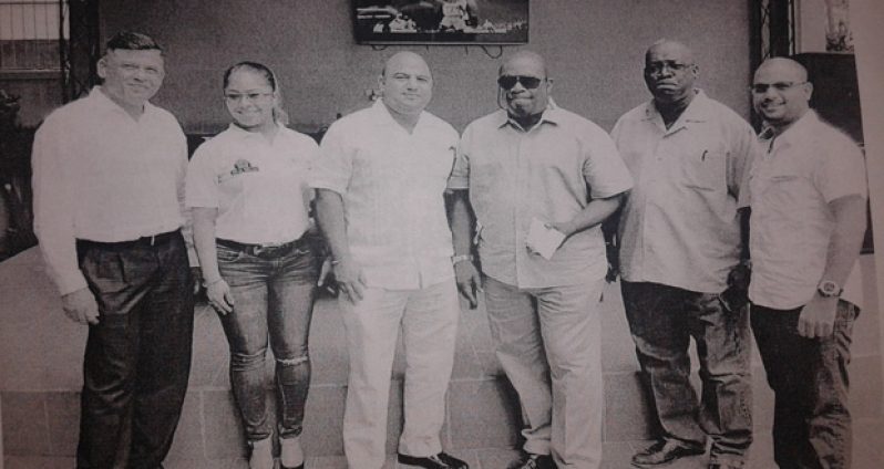 From left to right:- BK International CEO, Brian Tiwarie, Palm Court’s Assistant Manager, Sasha Lewis, Managing-Director, Ravin Persaud, Larry London and Bobby Vieira