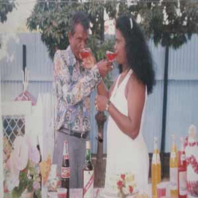 Loving couple: Hardat and his wife in happier times, on their wedding anniversary shortly before he disappeared.
