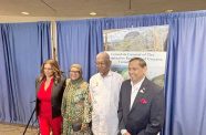 Honorary Consul Mani Singh, right, with the parents of His Excellency President Irfaan Ali and another guest