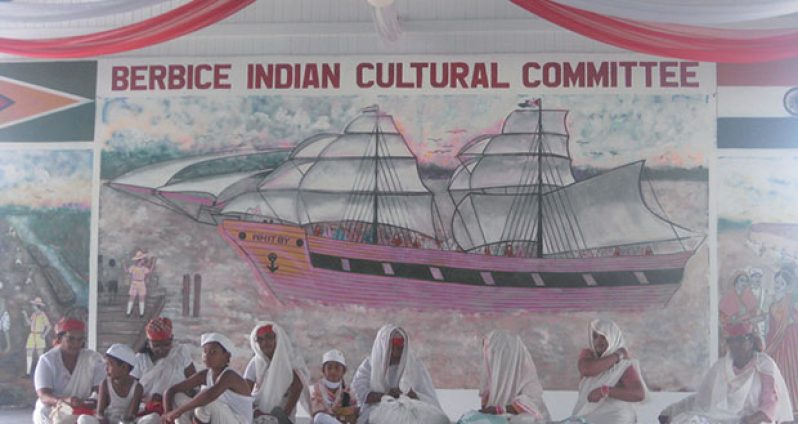 Persons performing a skit that depicted the arrival of East Indians to British Guiana