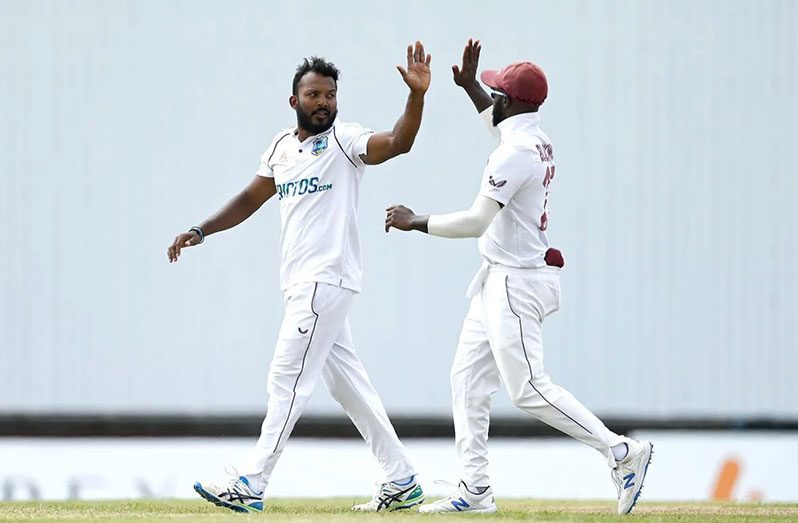 FLASHBACK! Veerasammy Permaul took two quick wickets on the fifth morning vs England, 2nd Test, Kensington Oval, Barbados, 5th day, March 20, 2022 (Getty Images)