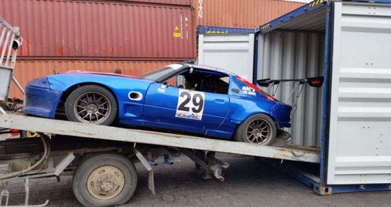 Danny Persaud loads his car for Trinidad and Tobago.