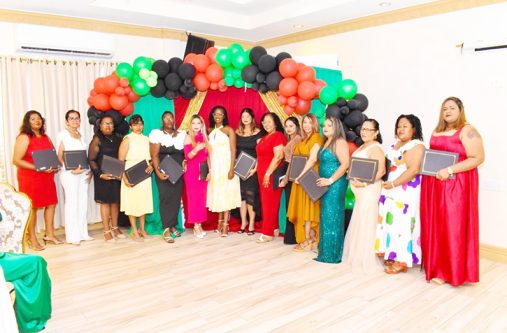 President of WeLead Caribbean, Mrs. Abbigale Loncke-Watson standing in the middle with nominees and awardees.