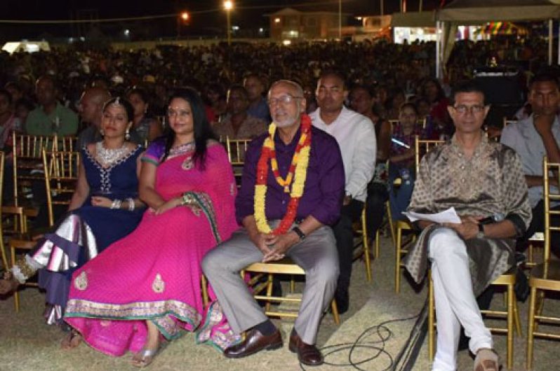 President Donald Ramotar, Dr Vindhya Persaud and other dignitaries at the LBI Community Centre Ground Wednesday evening