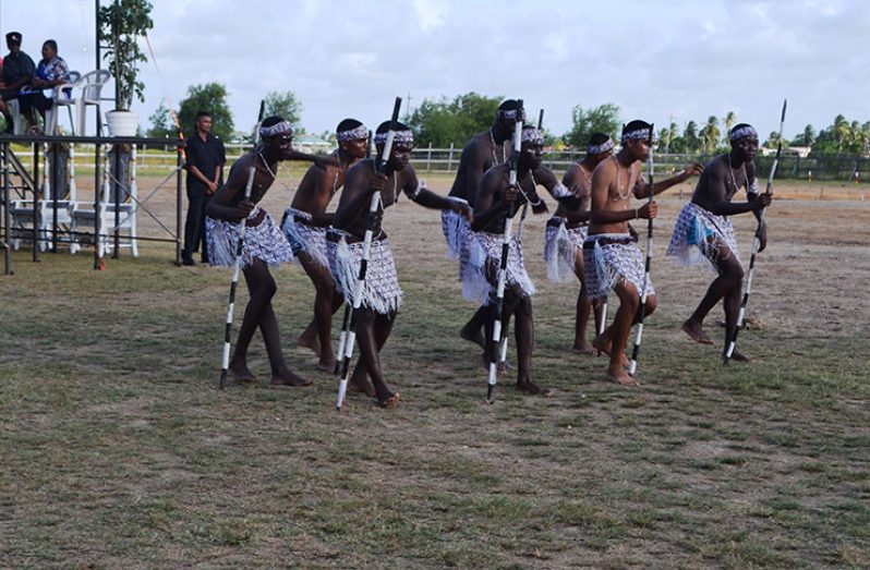 A group of boys performing at the opening ceremony of Rose Hall's 175th Anniversary celebrations on Thursday (Nafeeza
Yahya photo)
