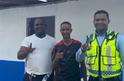 Ranks shortly after voting at the Sparendaam Police Station (Cindy Parkinson photo)