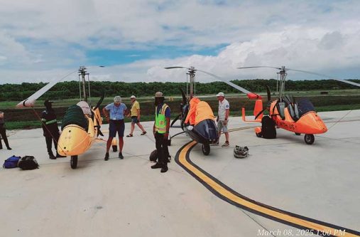 The Guyana Civil Aviation Authority granted a private aviation company based in Costa Rica, permission for a fleet of three ultralight aircraft to traverse Guyana’s airspace as part of their journey from Suriname to Trinidad and Tobago (GCAA photo)