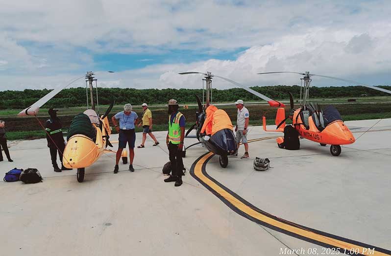 The Guyana Civil Aviation Authority granted a private aviation company based in Costa Rica, permission for a fleet of three ultralight aircraft to traverse Guyana’s airspace as part of their journey from Suriname to Trinidad and Tobago (GCAA photo)