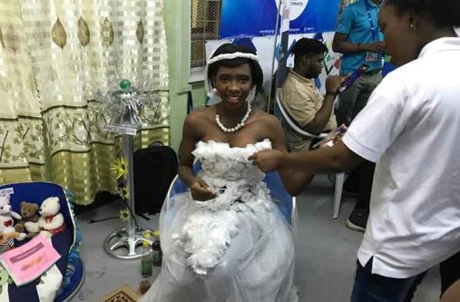 A student modelling the bridal wear
