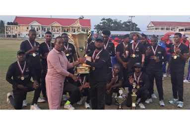 Headquarters collected their championship trophy from Police commissioner Cliffton Hicken
