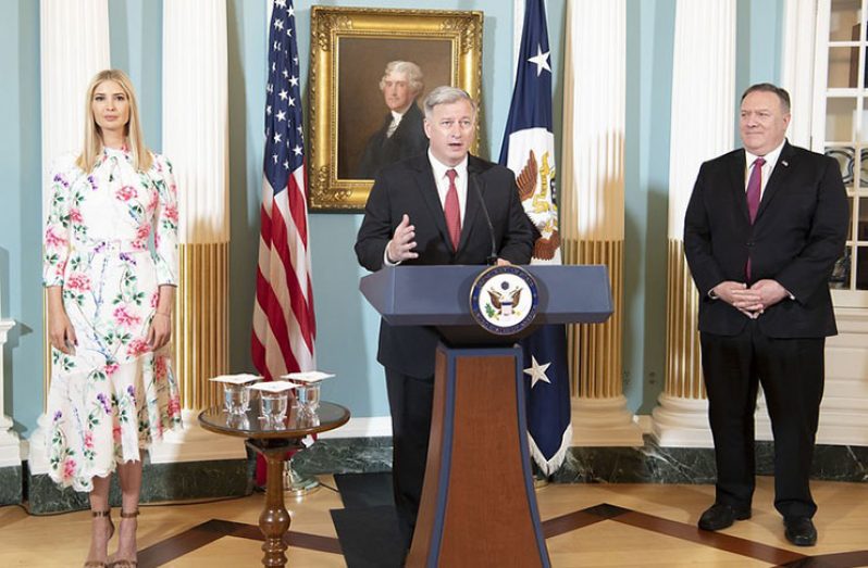 Ambassador-at-Large to Monitor and Combat Trafficking in Persons, John Richmond, delivers remarks on the virtual release of the 2020 Trafficking in Persons Report on June 25, 2020 at the U.S. Department of State in Washington, DC. [State Department Photo by Freddie Everett/Public Domain]