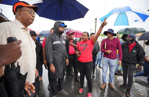 Despite rainy conditions, President Ali walked through several Region Three communities, interacting and listening to the concerns of residents