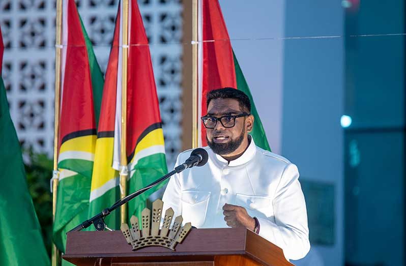President Dr. Irfaan Ali addressing the nation late Wednesday (Delano Williams photo)
