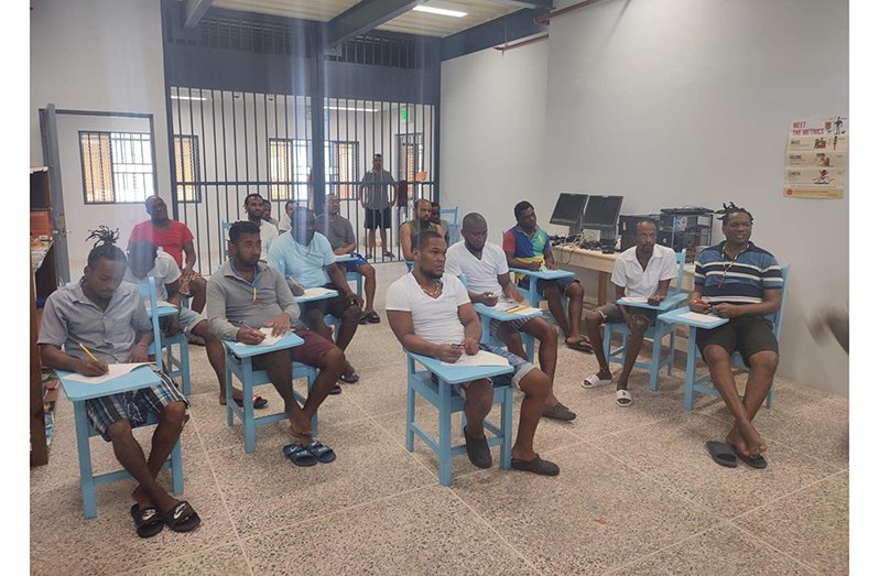 Some of the prisoners in class (Guyana Prison Service Photo)
