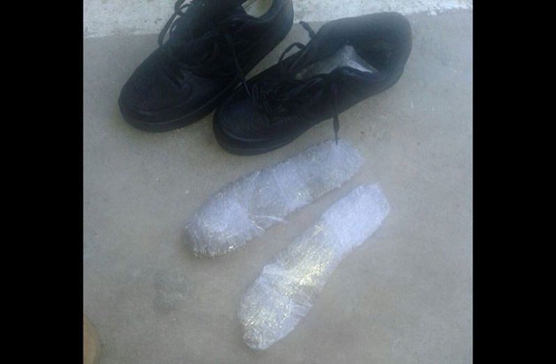 Marijuana sewn on to these shoe soles for a prisoner