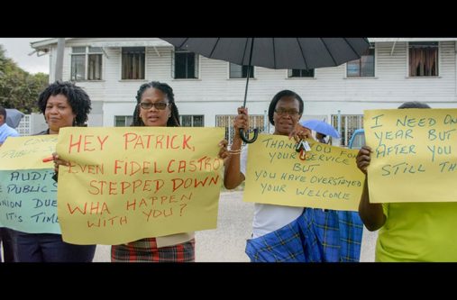 Some of the protesters on Monday morning