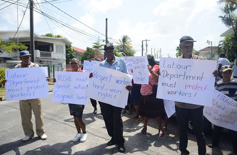 Union representatives on the picket line on Thursday