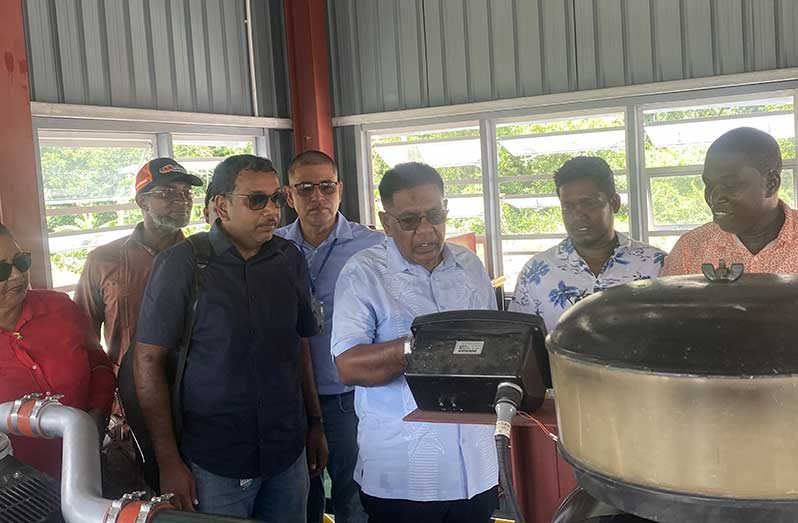 Following the commissioning ceremony, Minister Mustapha and other officials toured the newly constructed pump station which will ensure farmlands in the Cozier area are properly drained, thereby preventing waterlogging and other drainage issues