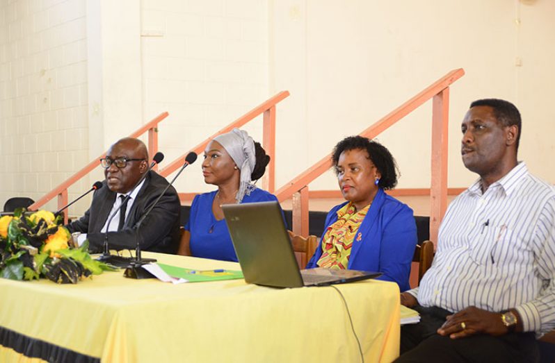 Dr Marcel Hutson, Chief Education Officer; Ms Samantha Williams, Assistant Chief Education Officer and Head of the Literacy Department; Miss Viola Rowe, Principal of Cyril Potter College of Education, and Mr Floyd Scott,  Director of the Council  for Technical Vocational Education and Training  (CTVET)  Floyd Scott.