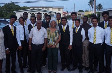 Queen's College students with Consul General Pilgrim at the Guyana Consulate in Barbados at the reception hosted by the her.