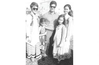 Dr. Rambaran with his wife Pheona and daughters Alliana, Amisha, and Annabelle