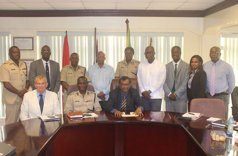 Public Security Minister, Khemraj Ramjattan and members of the Police Reform Change Board