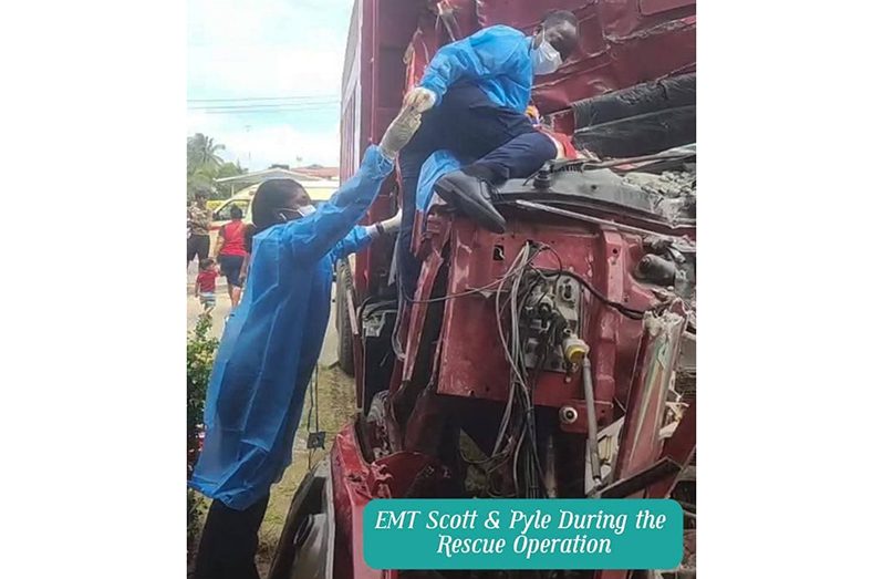 EMT Scott and Pyle during the rescue operation