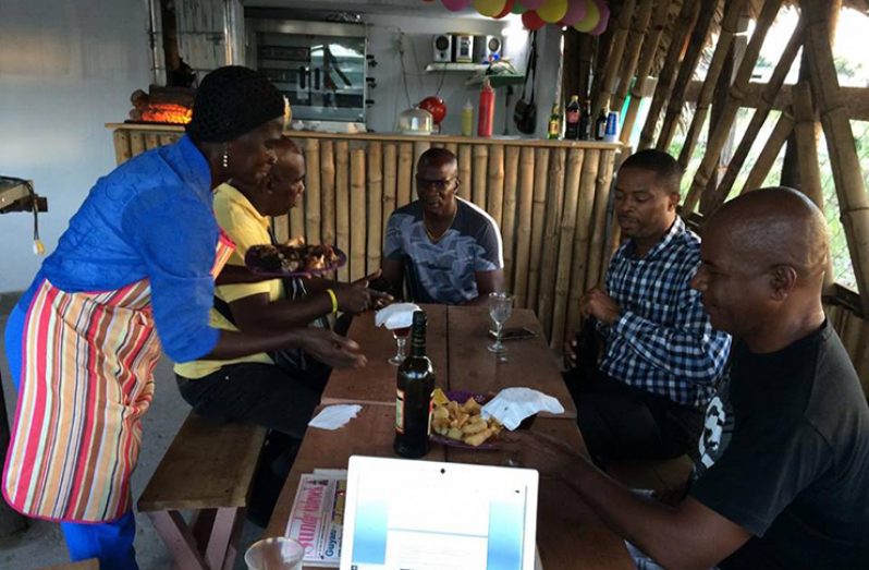 Members of the Linden Chamber of Commerce dining during restaurant week at Kingdom Style restaurant and well as Bamboo Rhythm Café