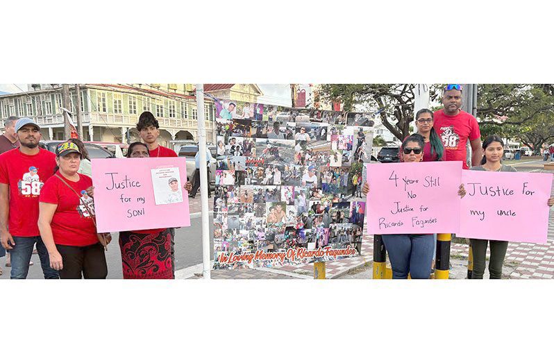 The family of Ricardo Fagundes earlier this year staging a silent protest calling for justice